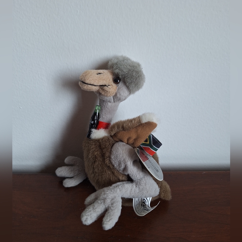 Vintage 1999 Coca-Cola International South Africa Ostrich Bean Bag Plush W Tags